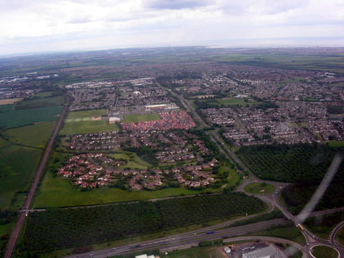 Aerial photo of Cramlington taken from a DC-3 looking North