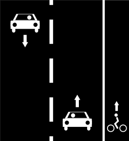 File:Cycle lanes right only.svg